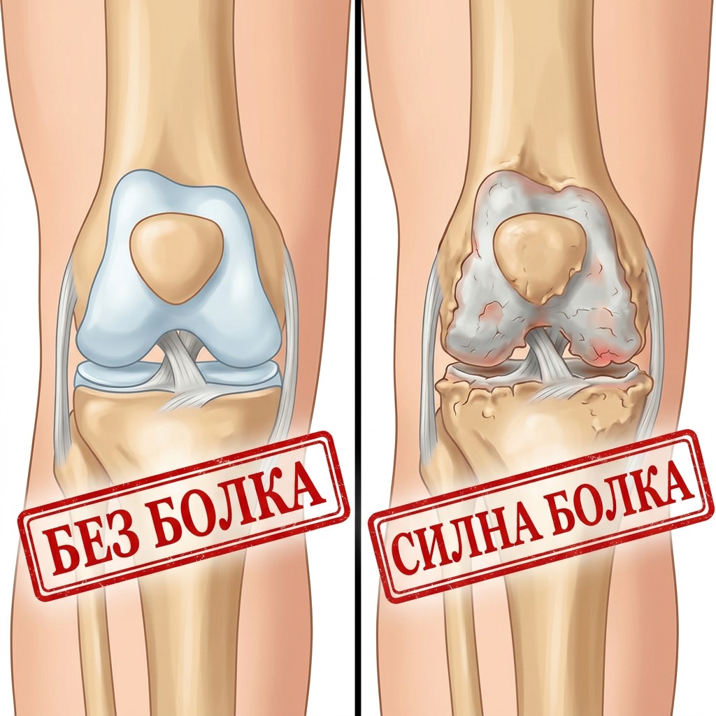 Здрав хрущял без болка срещу разрушен хрущял със силна болка