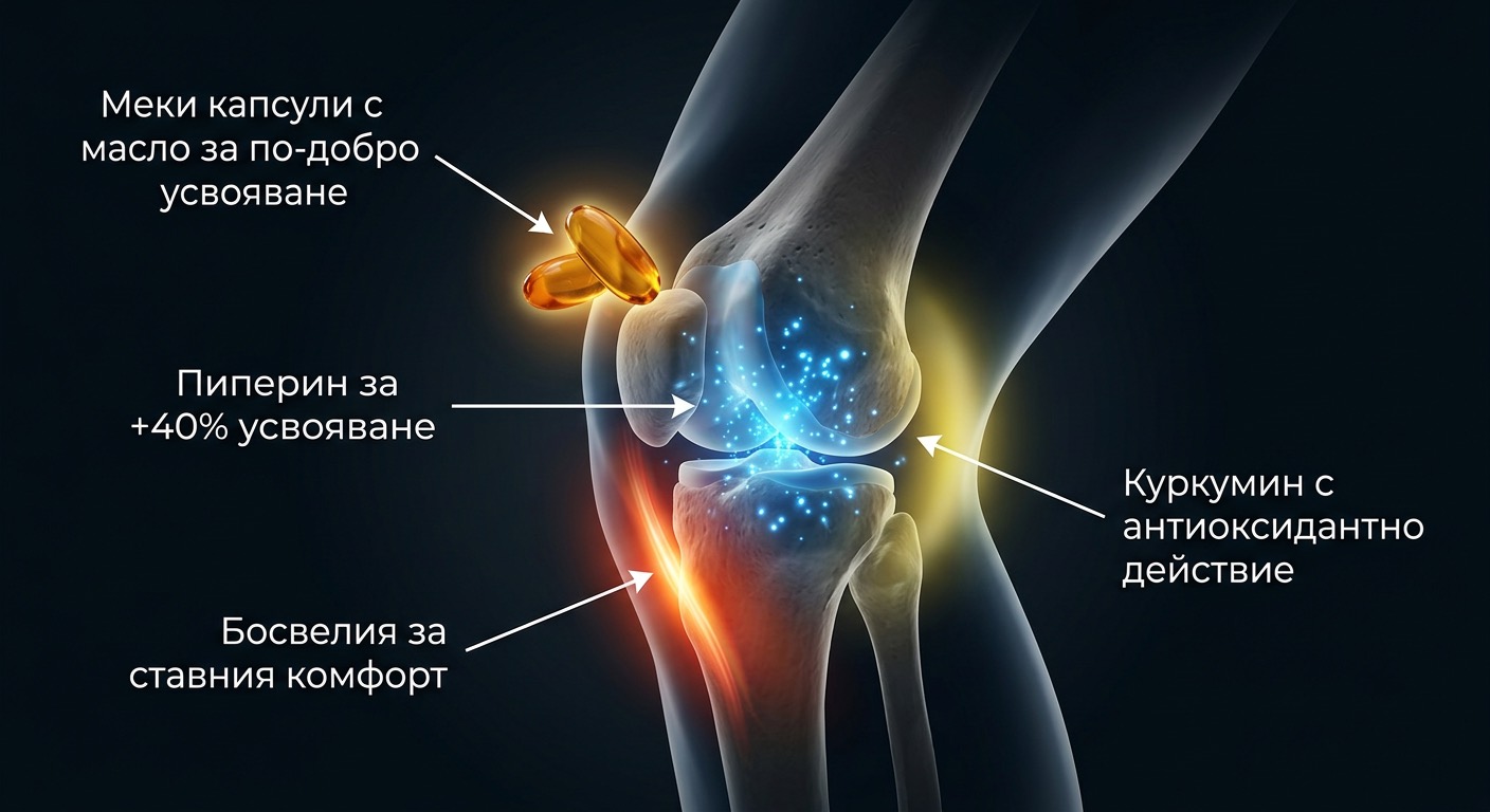 Herbita Bio — Босвелия, Куркума и Пиперин, меки капсули